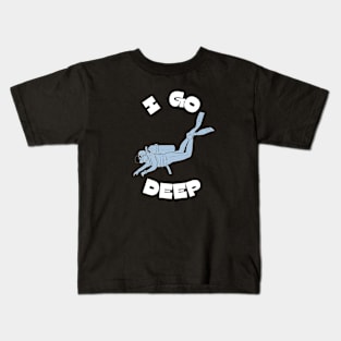 I Go Deep  Diving T shirt Black Kids T-Shirt